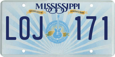 MS license plate LOJ171