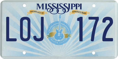 MS license plate LOJ172