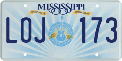 MS license plate LOJ173