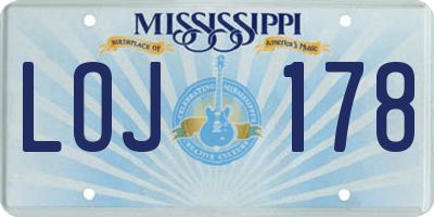 MS license plate LOJ178