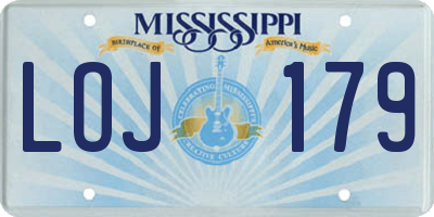 MS license plate LOJ179