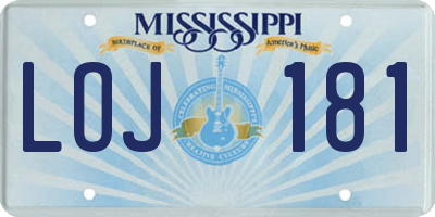 MS license plate LOJ181