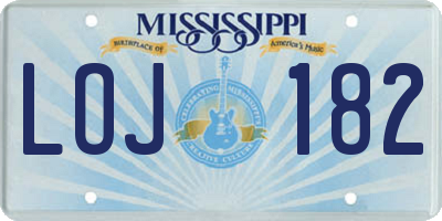 MS license plate LOJ182