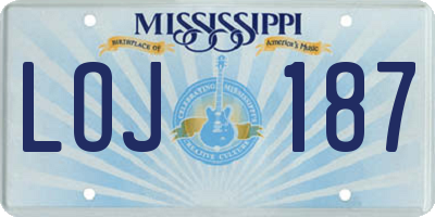 MS license plate LOJ187