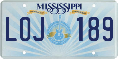 MS license plate LOJ189