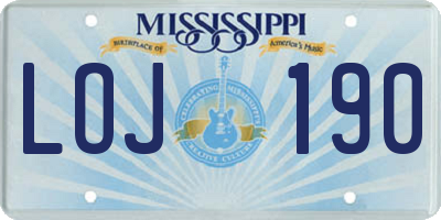 MS license plate LOJ190