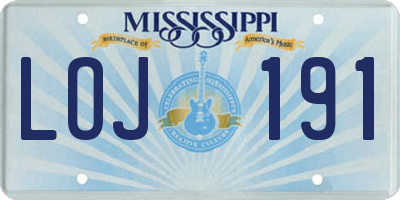 MS license plate LOJ191