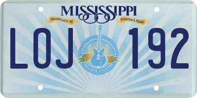 MS license plate LOJ192