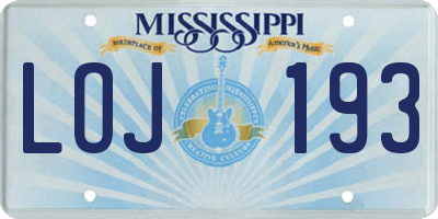 MS license plate LOJ193
