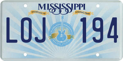 MS license plate LOJ194
