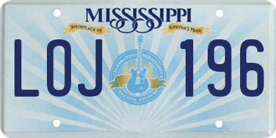 MS license plate LOJ196