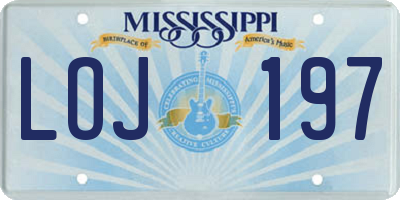 MS license plate LOJ197