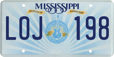 MS license plate LOJ198