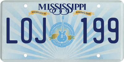 MS license plate LOJ199