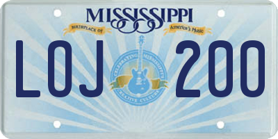 MS license plate LOJ200