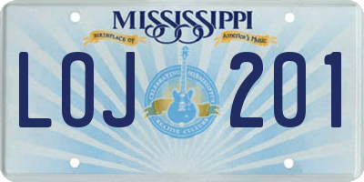 MS license plate LOJ201