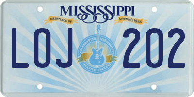MS license plate LOJ202