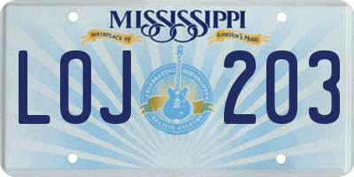 MS license plate LOJ203
