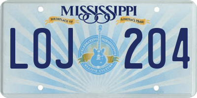 MS license plate LOJ204