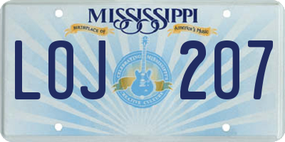 MS license plate LOJ207