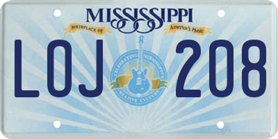 MS license plate LOJ208