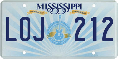 MS license plate LOJ212