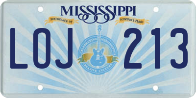 MS license plate LOJ213