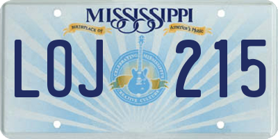 MS license plate LOJ215