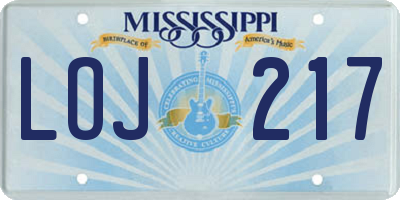 MS license plate LOJ217