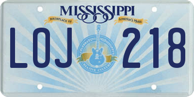 MS license plate LOJ218