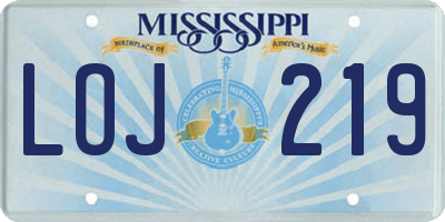 MS license plate LOJ219