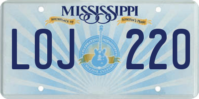 MS license plate LOJ220
