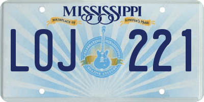 MS license plate LOJ221