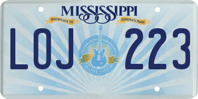 MS license plate LOJ223