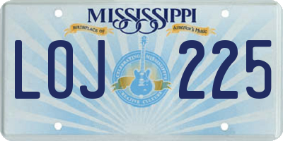 MS license plate LOJ225