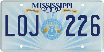 MS license plate LOJ226
