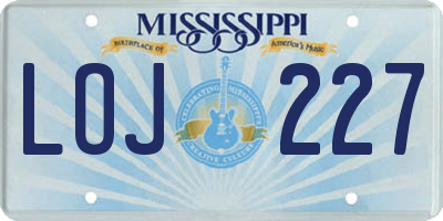 MS license plate LOJ227