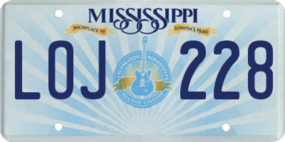 MS license plate LOJ228