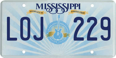 MS license plate LOJ229