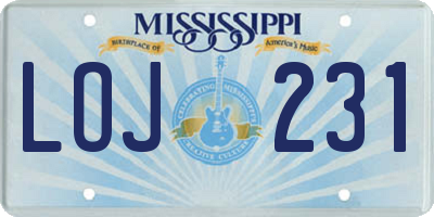 MS license plate LOJ231