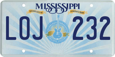 MS license plate LOJ232
