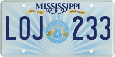 MS license plate LOJ233