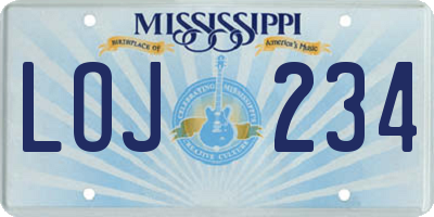 MS license plate LOJ234