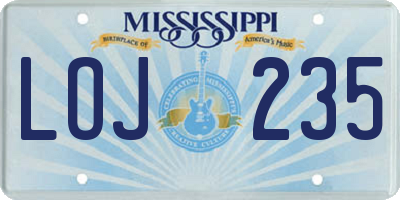 MS license plate LOJ235