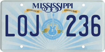 MS license plate LOJ236