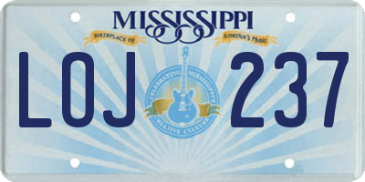 MS license plate LOJ237