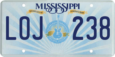 MS license plate LOJ238