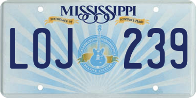 MS license plate LOJ239