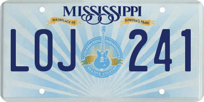 MS license plate LOJ241