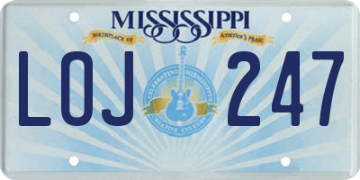 MS license plate LOJ247